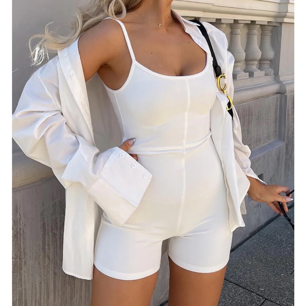 Clearly Into You Playsuit Off White - White Fox Boutique - size Large - NWT